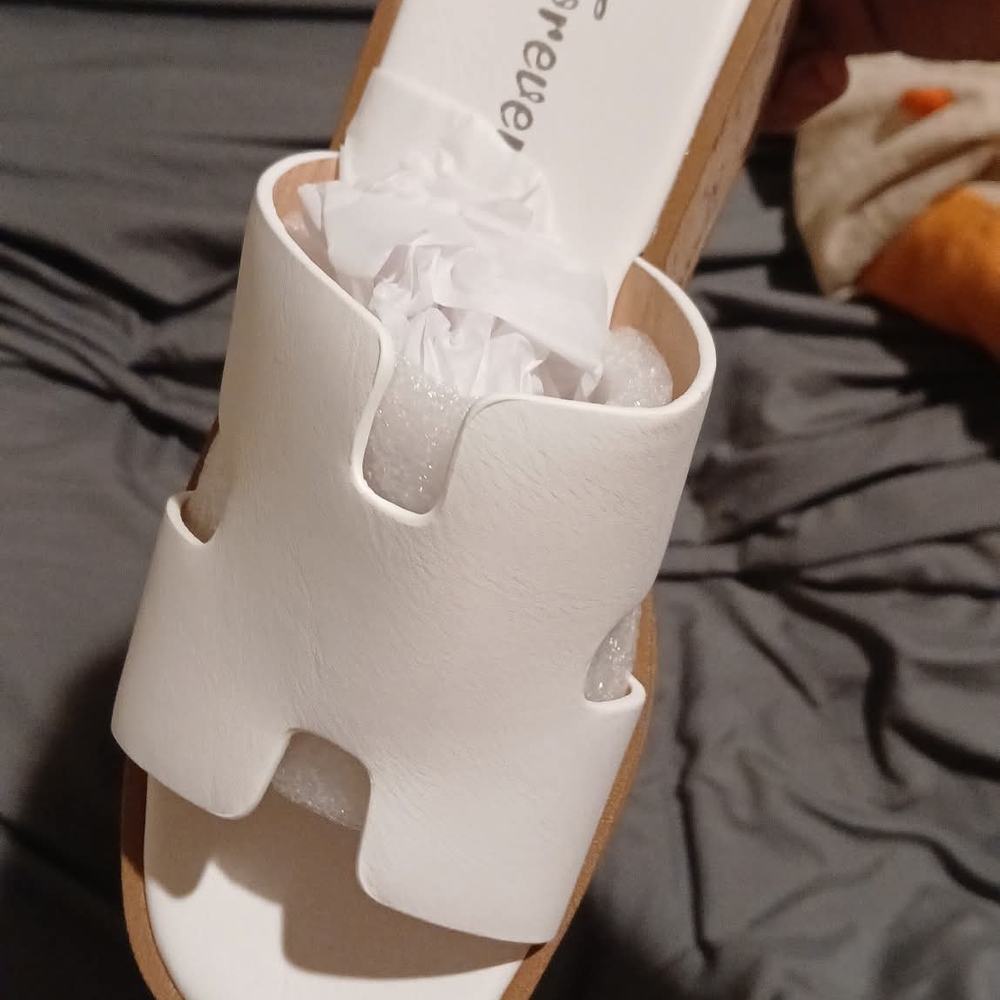 Fashion Nova White Slide Sandals